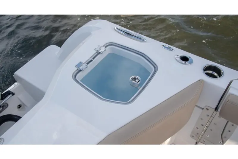 Slide: The Image of Sailfish 360 CC 2023 boat with livewell and rod holders on deck. - 34