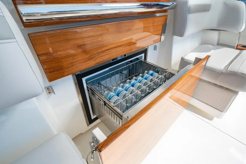 Slide: The Image of Built-in cooler drawer on the 2025 Tiara Sport 38 LS yacht. - 18