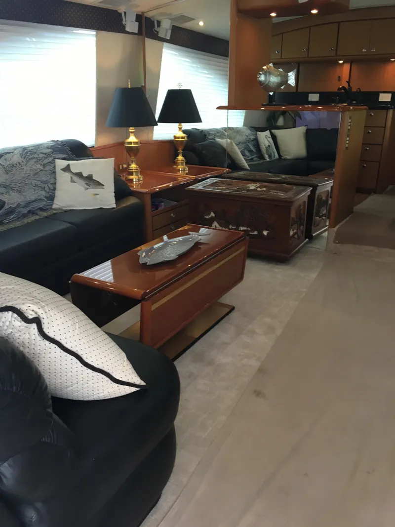 Slide: The Image of Luxurious interior of a 2001 Ocean Yachts 56 Super Sport with elegant furnishings. - 19