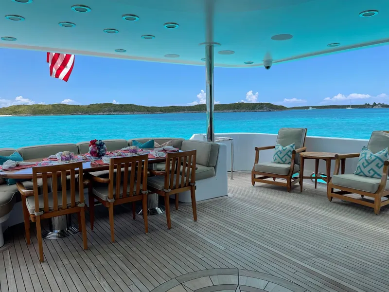 Slide: The Image of 130 Westport "Relentless" Aft Deck Dining - 15