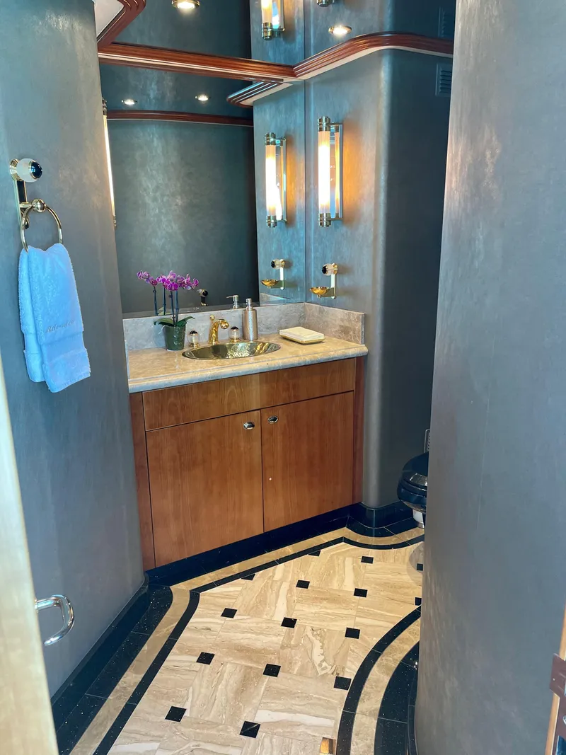 Slide: The Image of Luxurious bathroom in 2006 Westport Tri-Deck Motoryacht with elegant fixtures. - 38