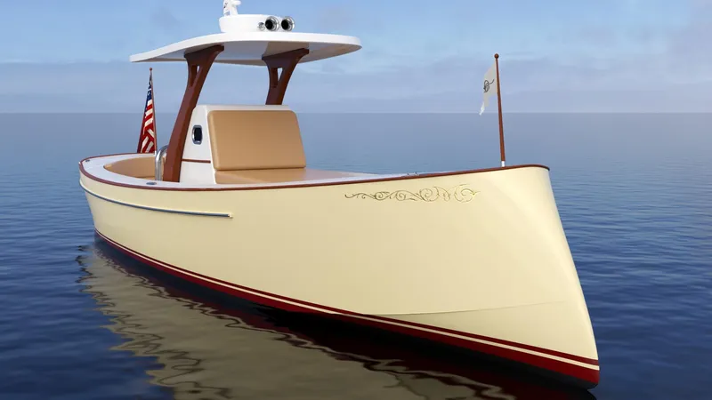 Slide: The Image of 2019 Custom Carolina M30 Moores Yachts boat on calm water. - 6