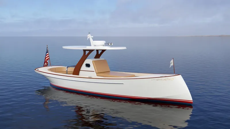 Slide: The Image of 2019 Custom Carolina M30 Moores Yachts boat on calm water. - 7