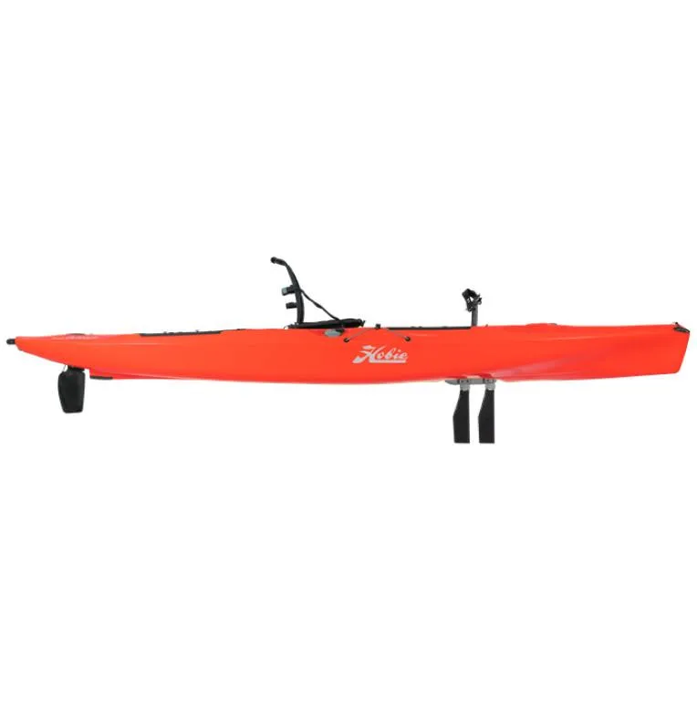 Slide: The Image of 2023 Hobie Outback kayak in bright orange, side view. - 18