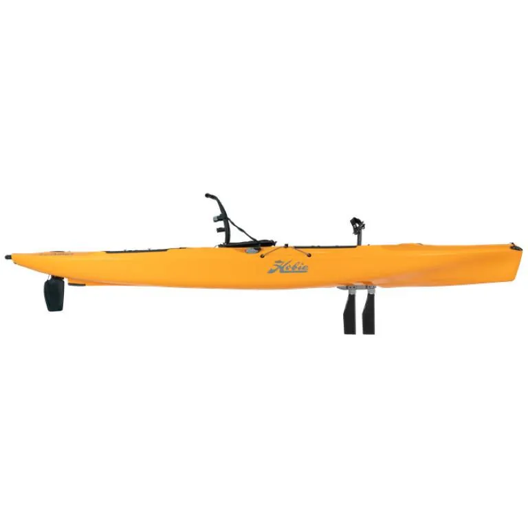 Slide: The Image of 2023 Hobie Outback kayak in bright yellow, side view. - 19