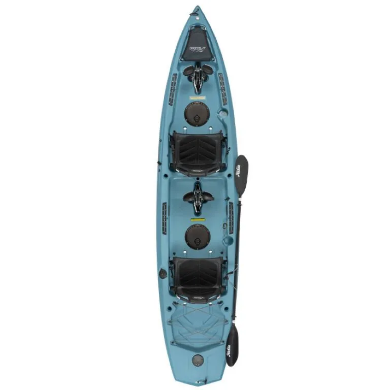 Slide: The Image of 2023 Hobie Compass Duo kayak, blue, tandem seating, top view. - 3