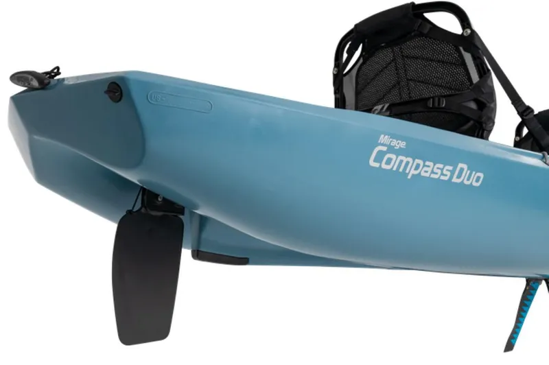 Slide: The Image of 2023 Hobie Compass Duo kayak rear view with seat and rudder. - 7
