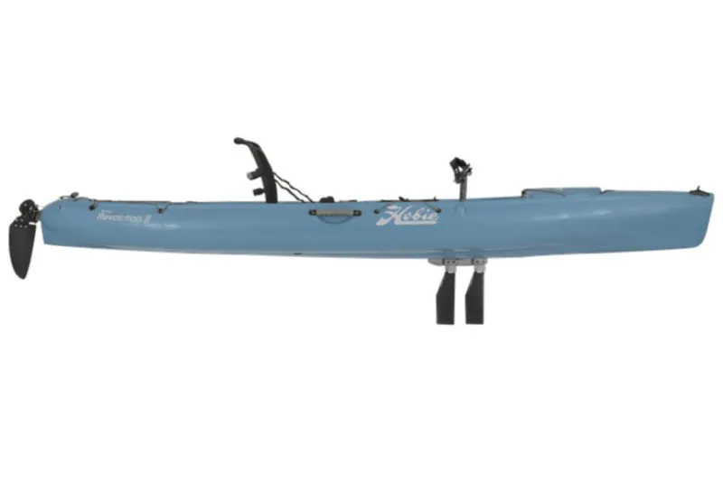 Slide: The Image of 2023 Hobie Revolution 11 kayak in blue, side view. - 20