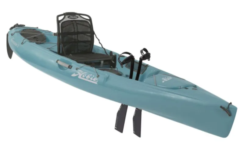 Slide: The Image of 2023 Hobie Revolution 11 kayak in blue with pedal drive system. - 7