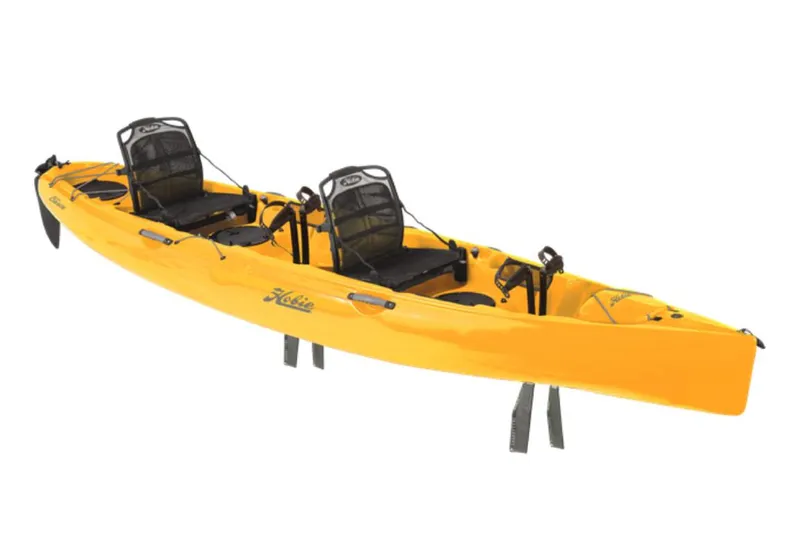 Slide: The Image of 2022 Hobie Mirage Oasis tandem kayak in bright yellow. - 10