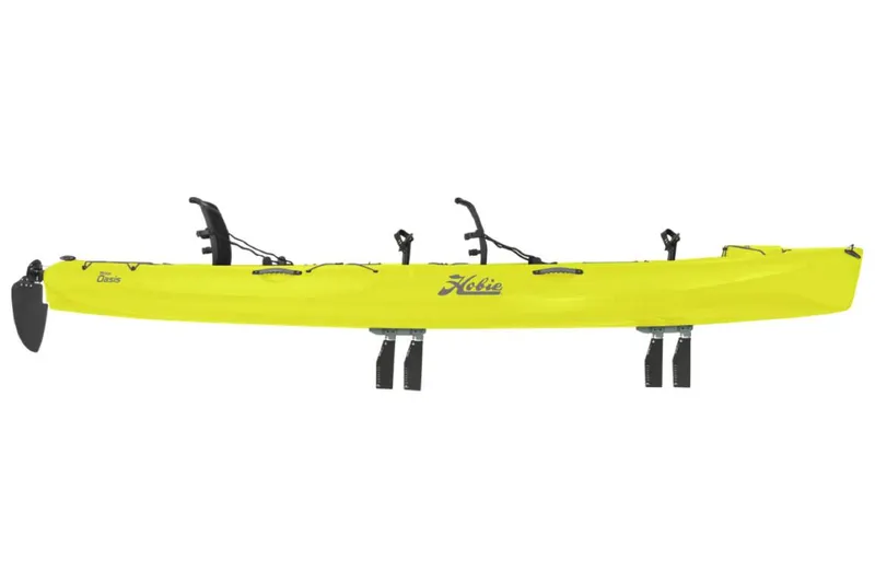 Slide: The Image of 2022 Hobie Mirage Oasis kayak, bright yellow, side view. - 15