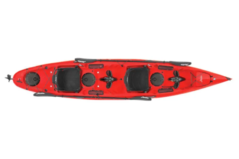 Slide: The Image of 2022 Hobie Mirage Oasis red tandem kayak, top view. - 16
