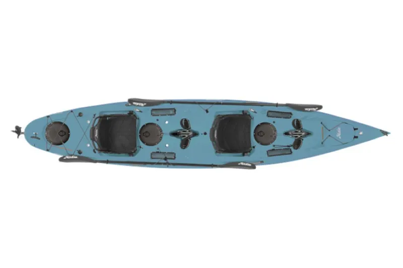 Slide: The Image of 2022 Hobie Mirage Oasis tandem kayak, top view, blue color. - 17