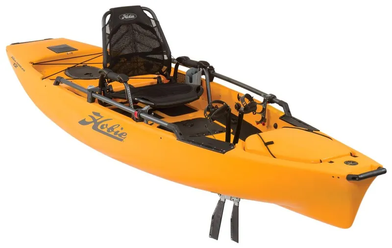 Slide: The Image of 2023 Hobie Pro Angler 12 kayak in bright orange with advanced fishing features. - 4