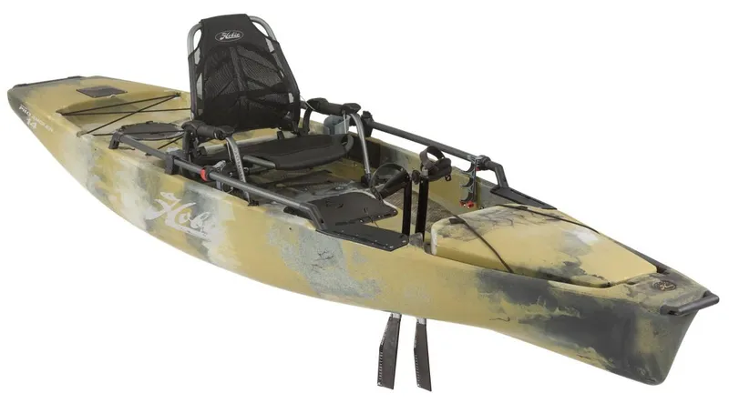 Slide: The Image of 2022 Hobie MIRAGE PRO ANGLER 14 fishing kayak with pedal drive system. - 6