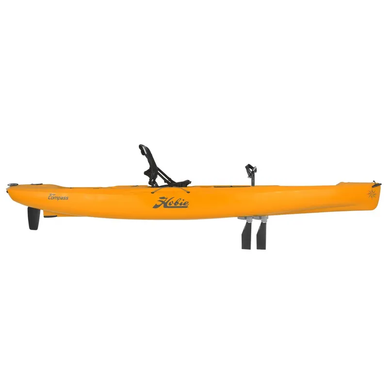 Slide: The Image of 2023 Hobie Compass kayak, bright yellow, side view. - 10