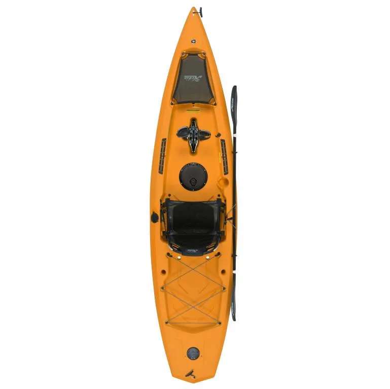 Slide: The Image of 2023 Hobie Compass kayak, top view, orange color, with paddle and seat. - 6