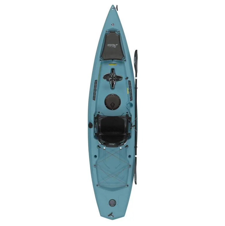 Slide: The Image of 2023 Hobie Compass kayak, top view, blue color, with paddle and seat. - 8