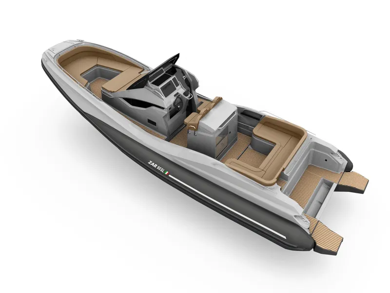 Slide: The Image of 2025 Zar Formenti 95 SL luxury boat with sleek design and spacious seating. - 1