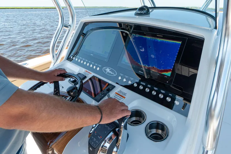 Slide: The Image of 2025 Valhalla Boatworks V-37 helm with advanced navigation and control systems. - 5