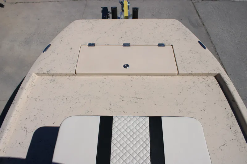 Slide: The Image of Top view of a 2026 Freedom 14 CHIQUITA boat deck with storage compartment. - 16