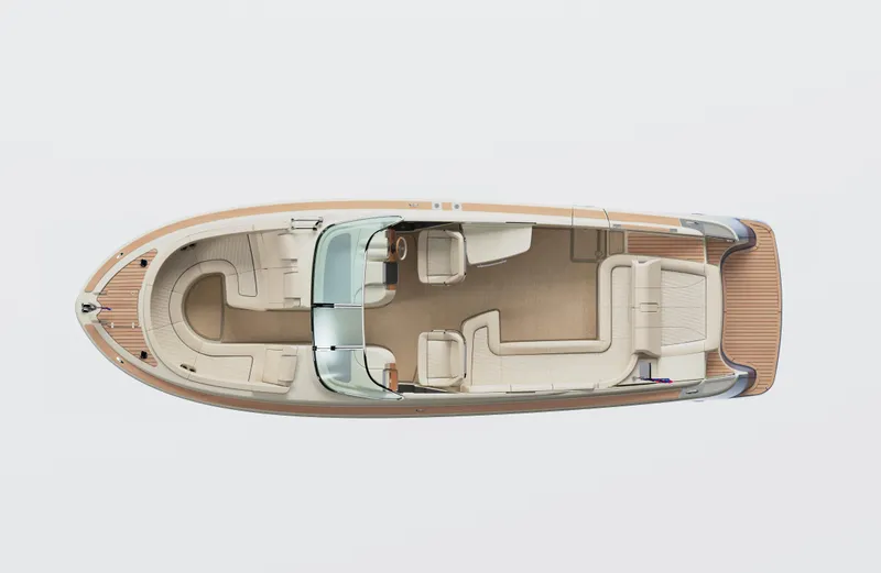 Slide: The Image of Top view of 2024 Chris-Craft Launch 35 GT luxury boat with spacious seating. - 17