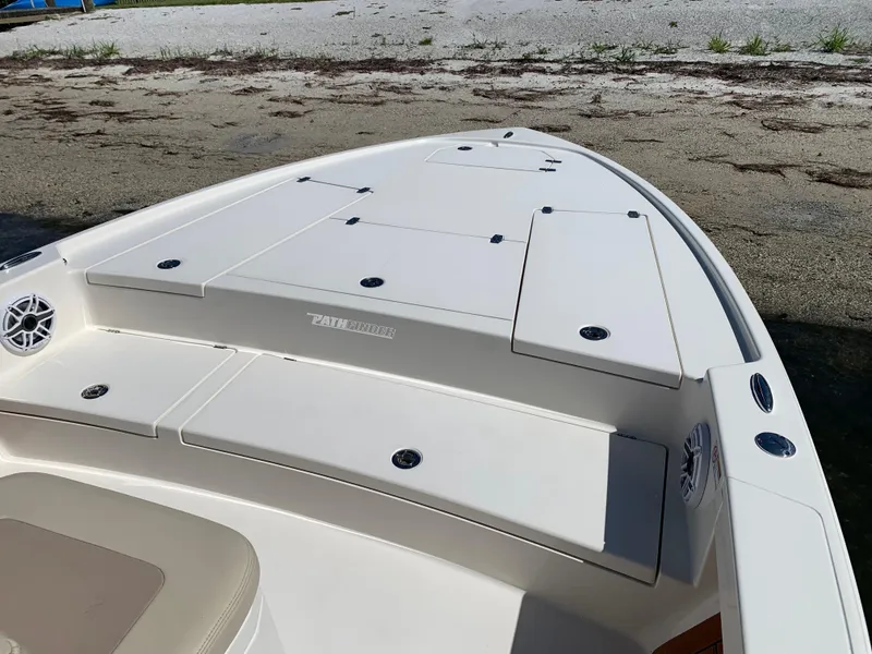Slide: The Image of 2017 Pathfinder 2500 Hybrid boat deck with storage compartments. - 34