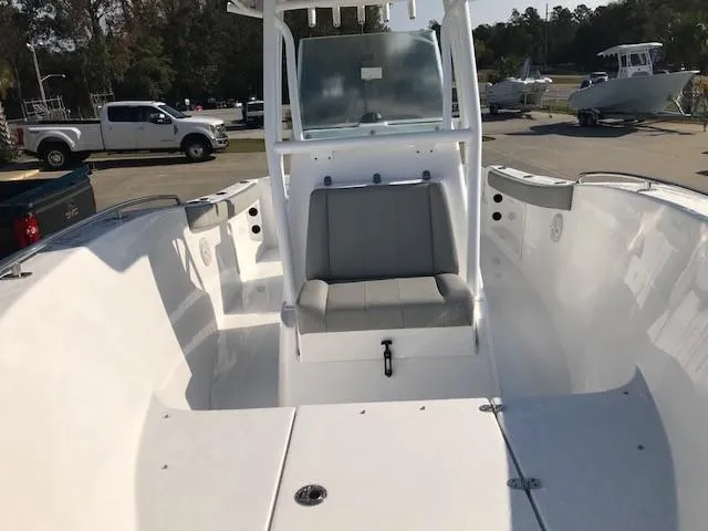 Slide: The Image of 2024 Cape Horn 22 boat interior with seating and console. - 7