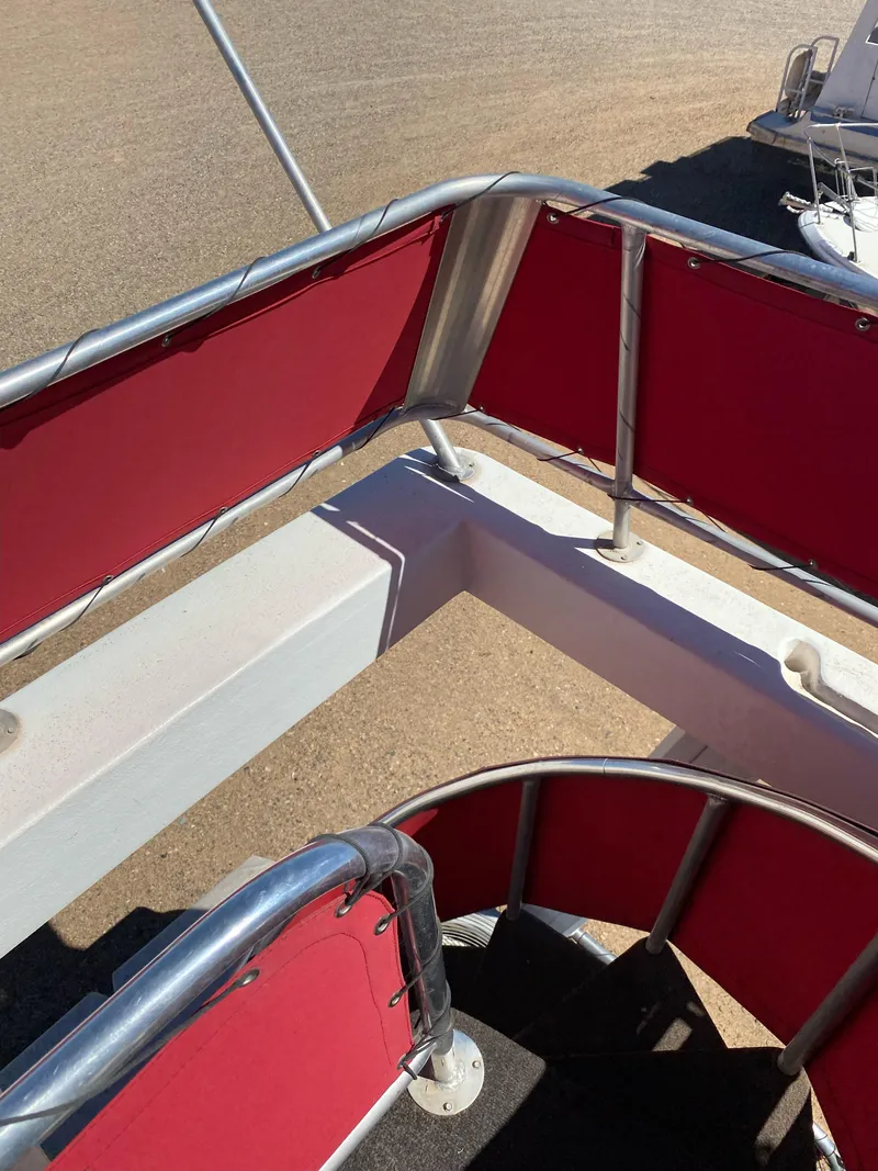 Slide: The Image of Staircase on 2003 Stardust Cruisers Red Rock Retreat Week 26 houseboat with red railing. - 37