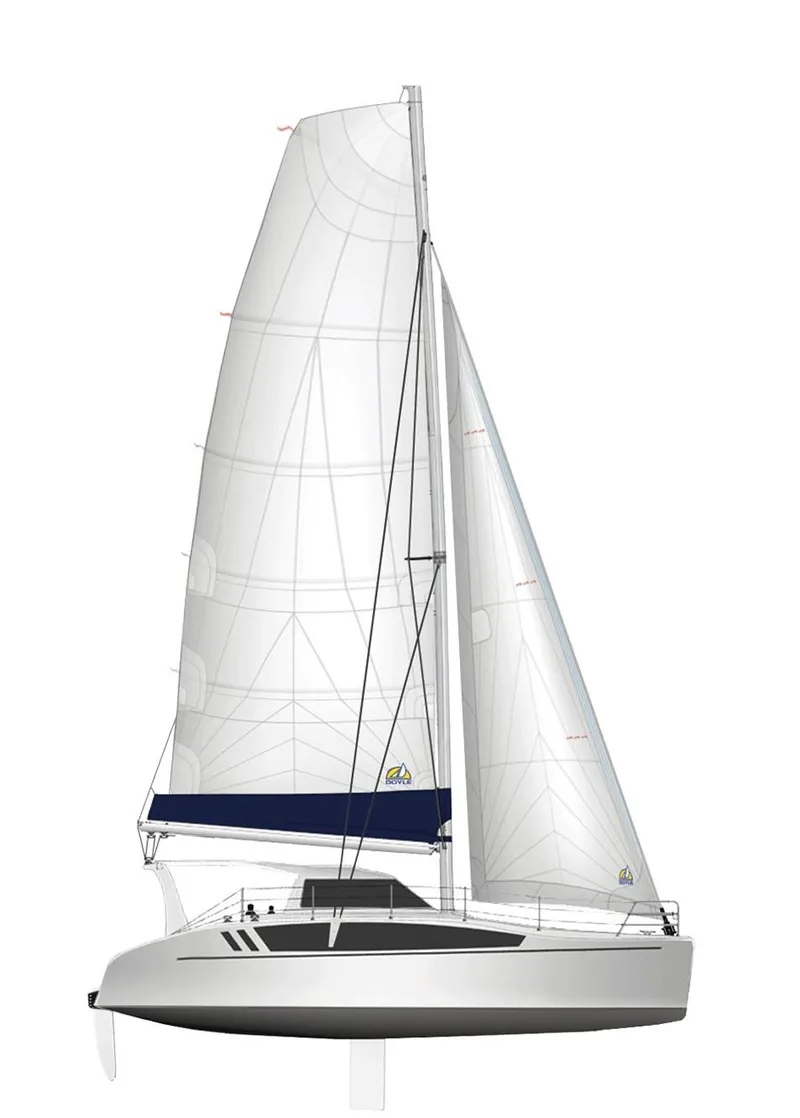 Slide: The Image of 2025 Seawind 1190 Sport catamaran with sleek design and white sails. - 15