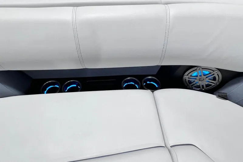 Slide: The Image of Luxurious seating with illuminated cup holders and speaker on 2022 Harris FloteBote SOLTHICE 250. - 16