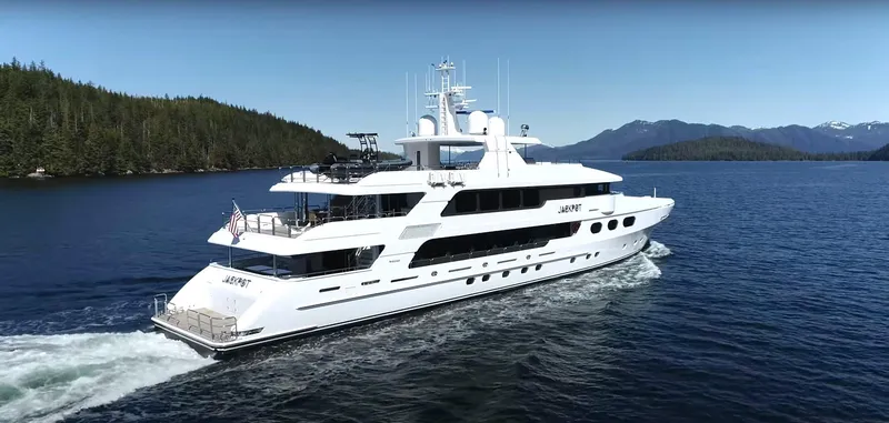 Slide: The Image of Luxury Christensen yacht Model Year 2020 cruising in scenic waters. - 31
