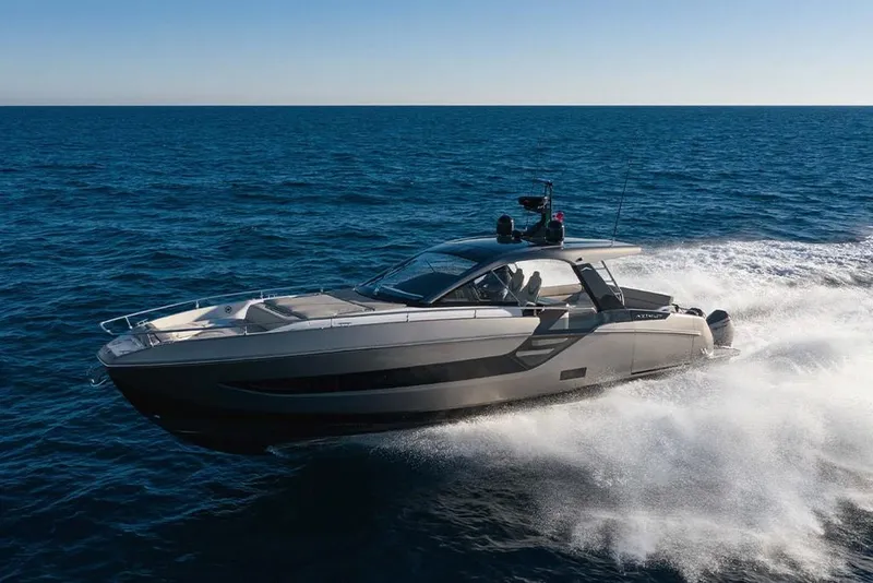 Slide: The Image of 2023 Azimut Verve 47 luxury yacht cruising on open water. - 3