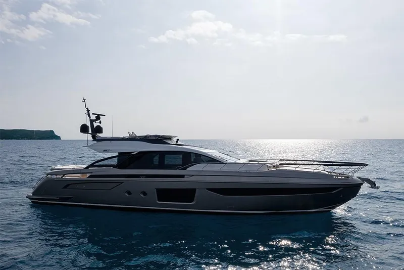 Slide: The Image of 2023 Azimut S8 yacht cruising on open water. - 1