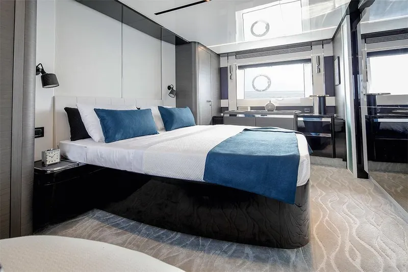 Slide: The Image of Luxurious bedroom interior of 2023 Azimut S8 yacht with modern design. - 16
