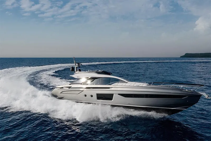 Slide: The Image of 2023 Azimut S8 yacht cruising on open water. - 3