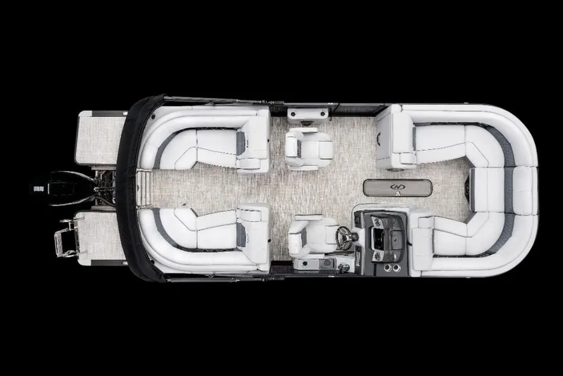 Slide: The Image of Top view of 2022 Harris Solstice 230 pontoon boat with luxurious seating. - 27