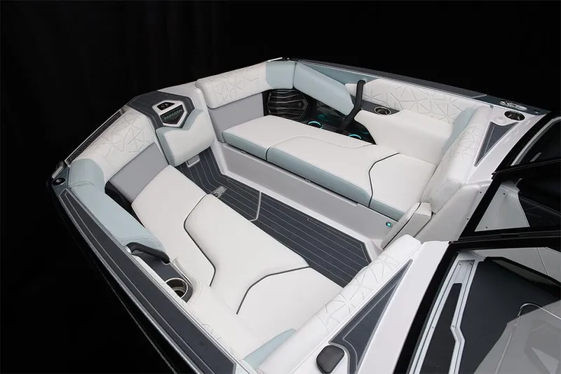 Slide: The Image of 2023 Nautique Super Air Nautique G25 Paragon interior with luxurious seating and modern design. - 14