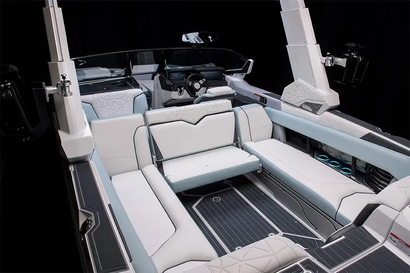 Slide: The Image of 2023 Nautique Super Air Nautique G25 Paragon interior with luxurious seating and modern design. - 17