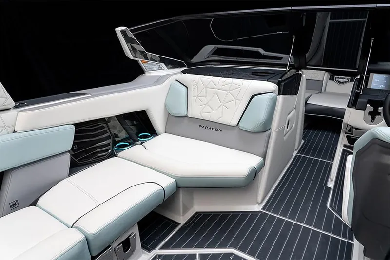 Slide: The Image of 2023 Nautique Super Air Nautique G25 Paragon interior with luxurious seating and modern design. - 18
