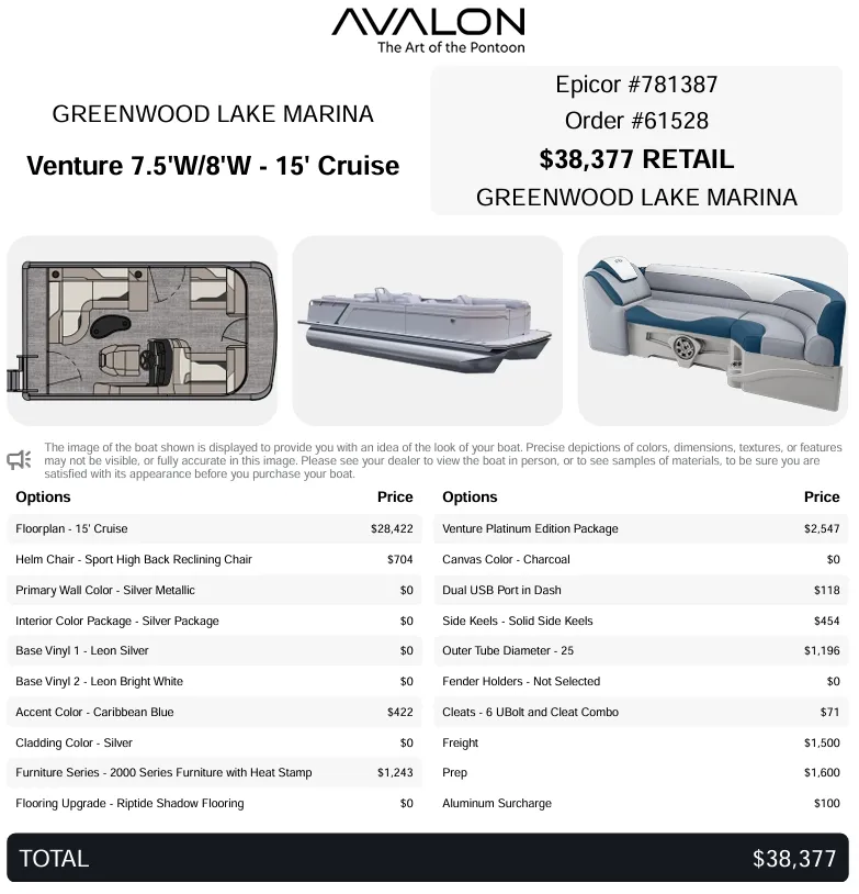 Slide: The Image of Avalon "Liquid Silver" Venture Cruise - 15 FT 2027 - 12
