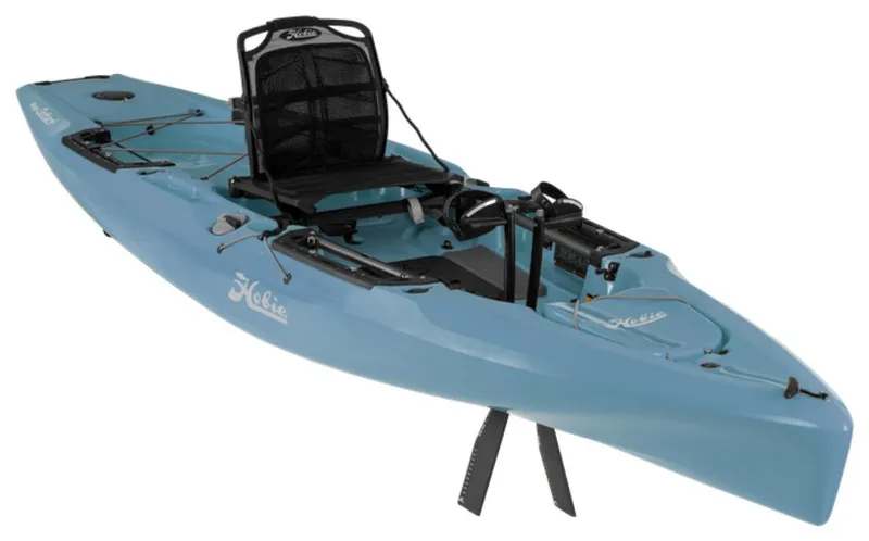 Slide: The Image of 2023 Hobie Mirage Outback kayak in blue with pedal drive system. - 7