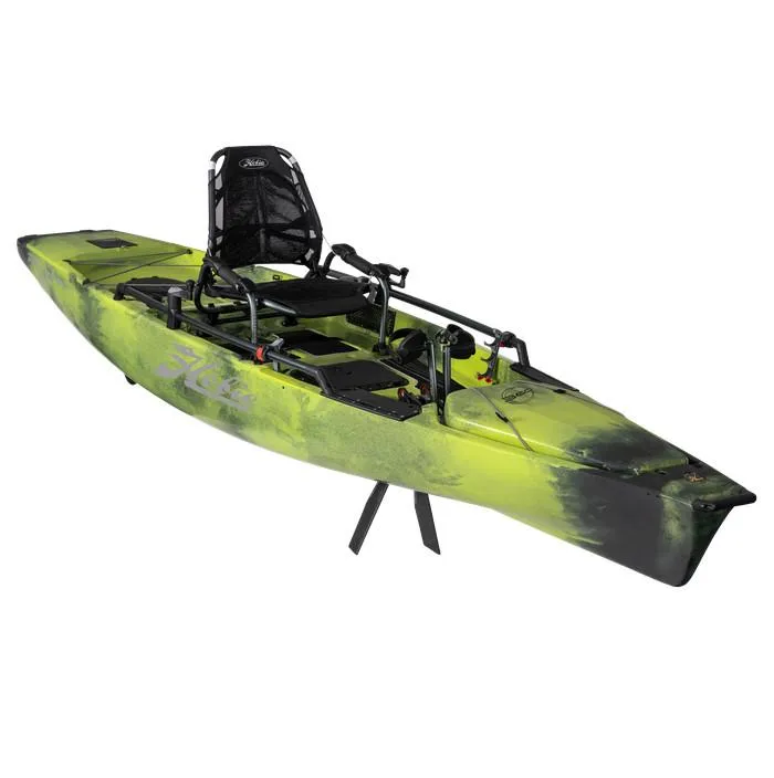 Slide: The Image of 2022 Hobie Pro Angler 14 kayak with 360 Drive Technology in green and black. - 6