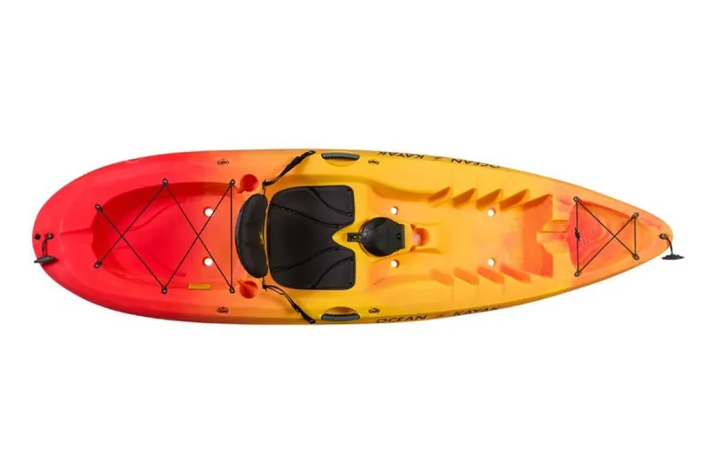 Slide: The Image of 2023 Ocean Kayak Malibu 9.5, red and yellow sit-on-top kayak. - 15