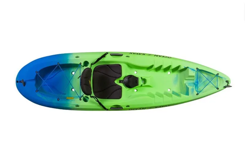 Slide: The Image of 2023 Ocean Kayak Malibu 9.5, green and blue sit-on-top kayak. - 16