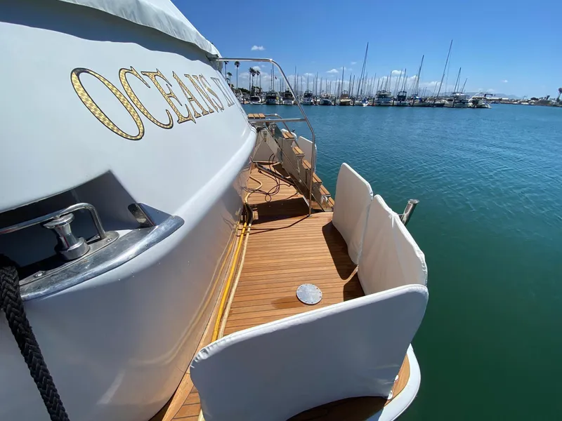 Slide: The Image of Swim step with covers over the aft rails to keep the seals off - 18