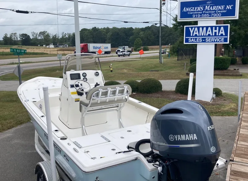 Slide: The Image of 2024 Key West 210 Bay Reef boat at Anglers Marine NC with Yamaha outboard motor. - 4