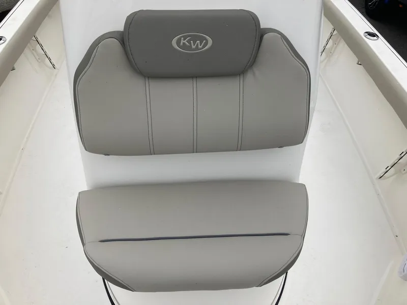 Slide: The Image of 2024 Key West 210 Bay Reef boat seat with gray cushions. - 8