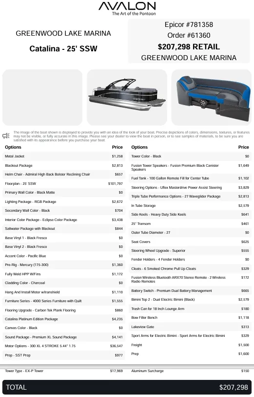 Slide: The Image of Avalon "Midnight Sapphire" Catalina SSW Tripletoon and tower - 25 FT 2027 - 4