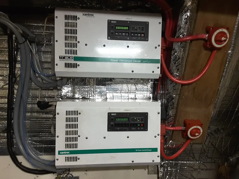 Slide: The Image of Two Xantrex power converters installed on a Southern Marine MALAHIDE Pilothouse LRC, 1971 model. - 8